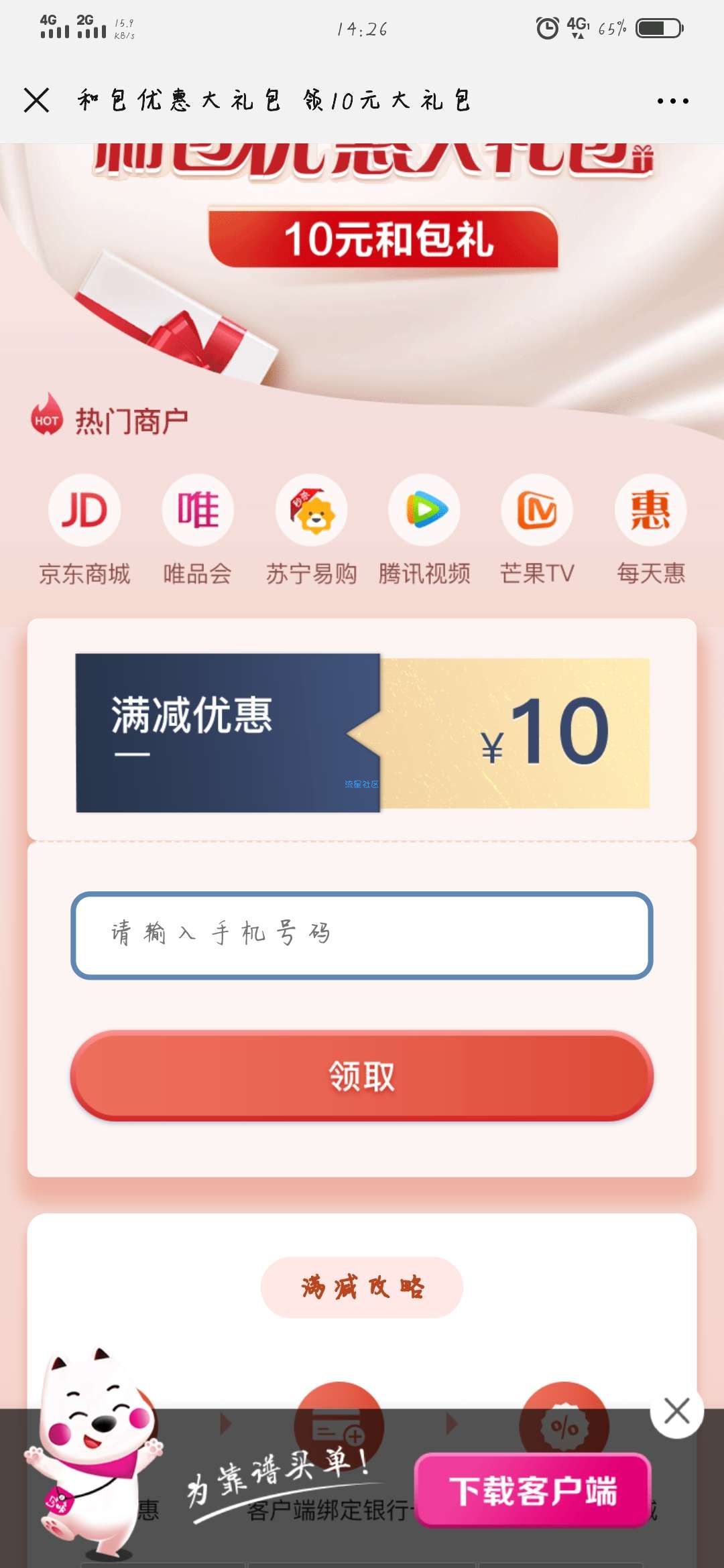 【虚拟物品】和包支付10元商户券