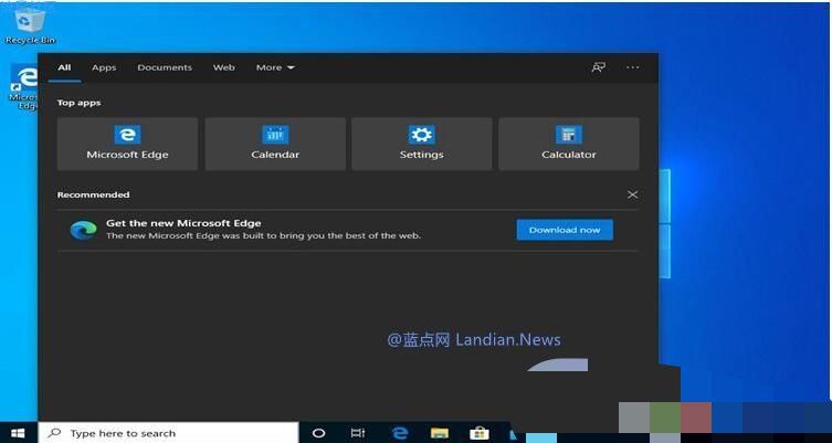  微软开始在Win10搜索栏推送新版Edge浏览器广