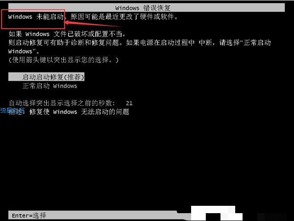  Win7系统电脑开机显示“Windows未能启动”