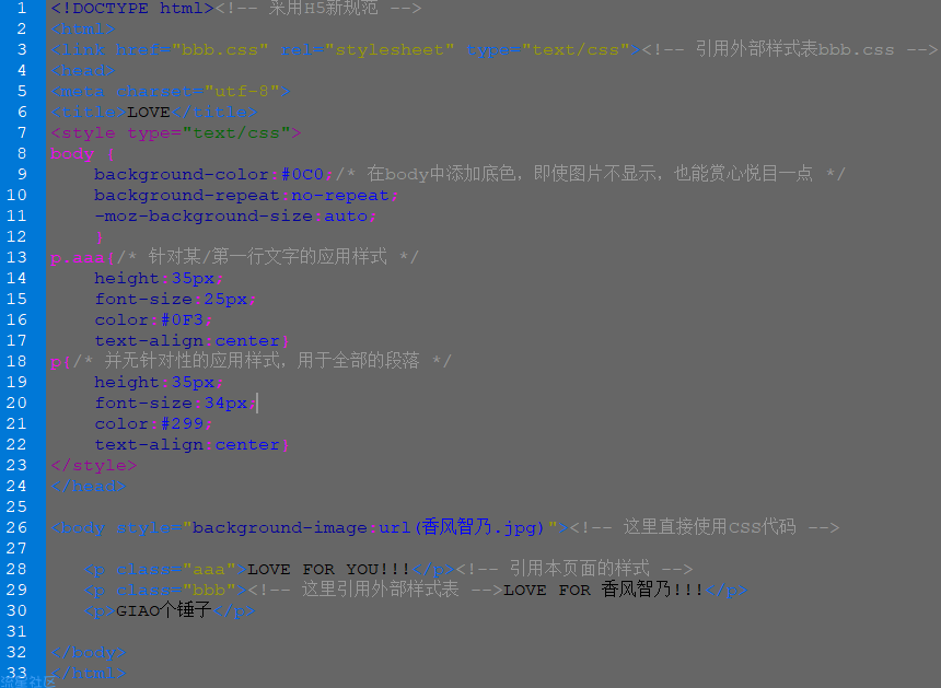 [CSS笔记 1]在不同位置的CSS代码定义文字