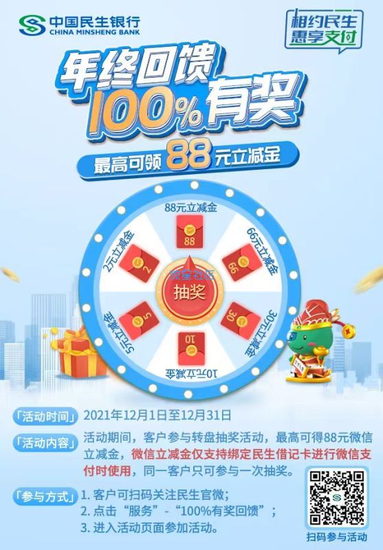 民生银行抽立减金