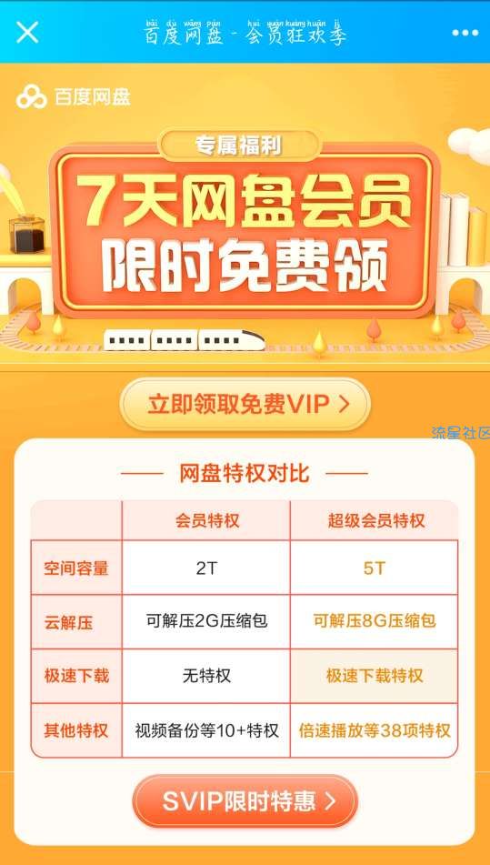 【虚拟物品】免费领百度网盘会员