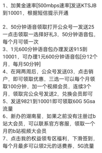 湖南星加黄金速率、50、100、600分钟通话语音+一个视频会员