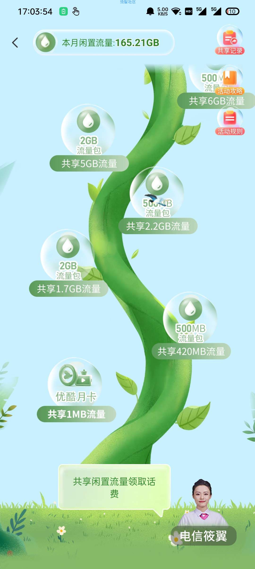 【虚拟物品】电信流量共享领优酷月卡