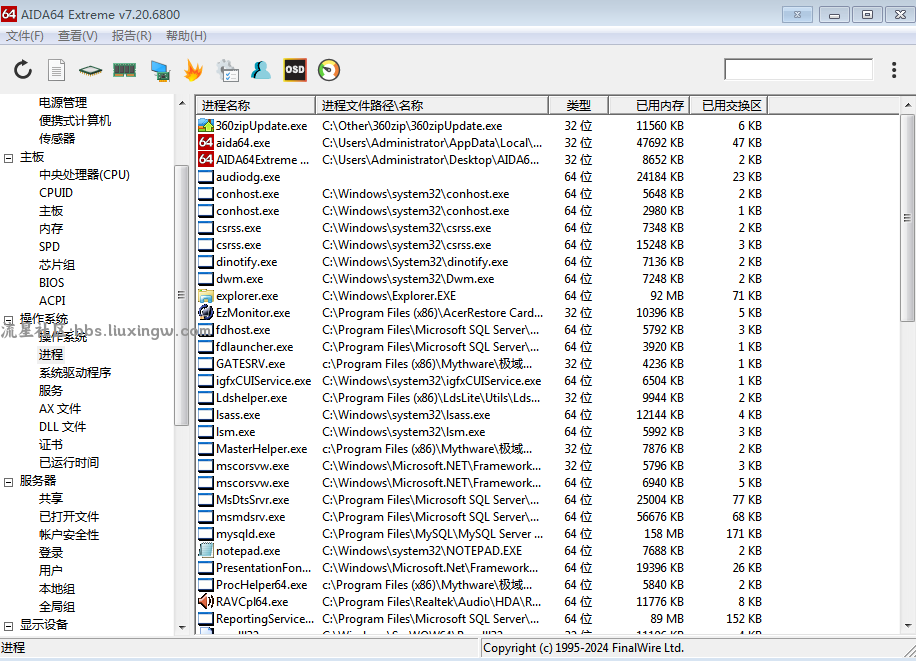 AIDA64 v7.20.6802，便携版电脑硬软件测试