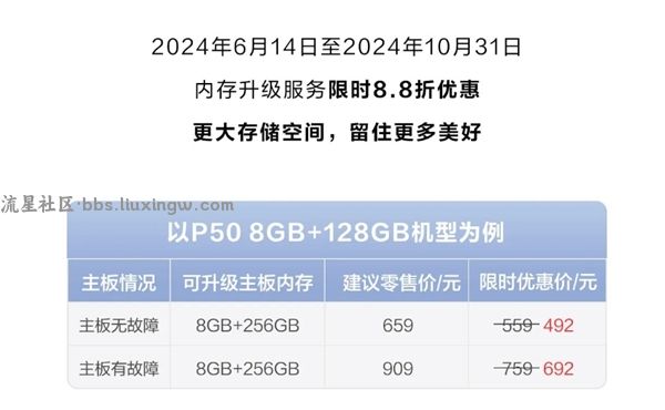 【手机资讯】老旗舰重生！华为手机8.8折升级内存优惠342元起