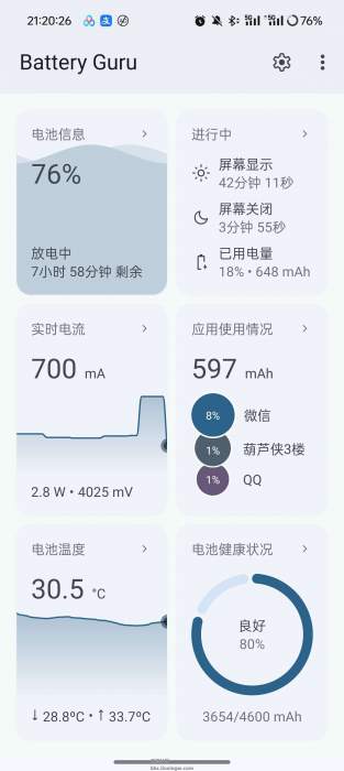 Battery Guru 电池大师v2.3.13，骁龙出的电池容量估算应用