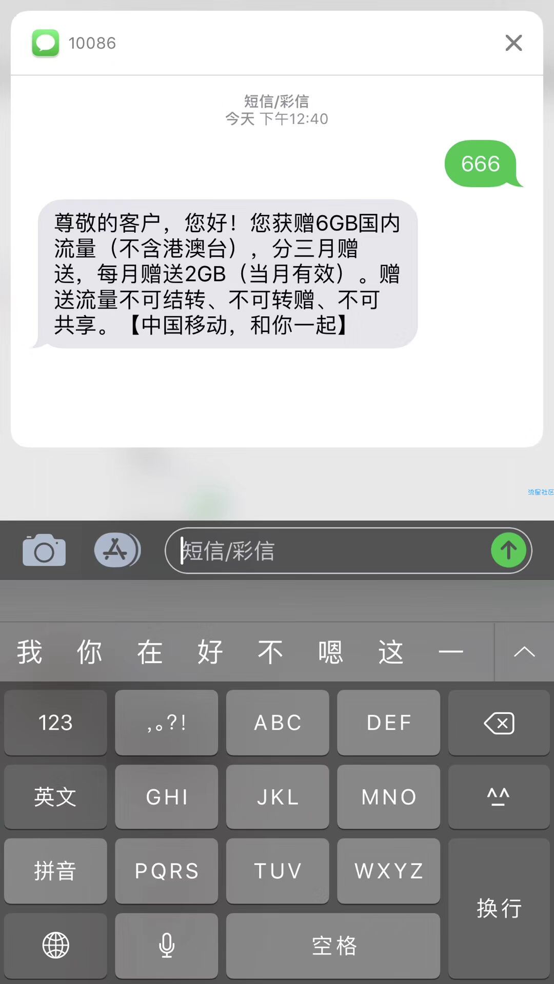 【虚拟道具】移动6g流量