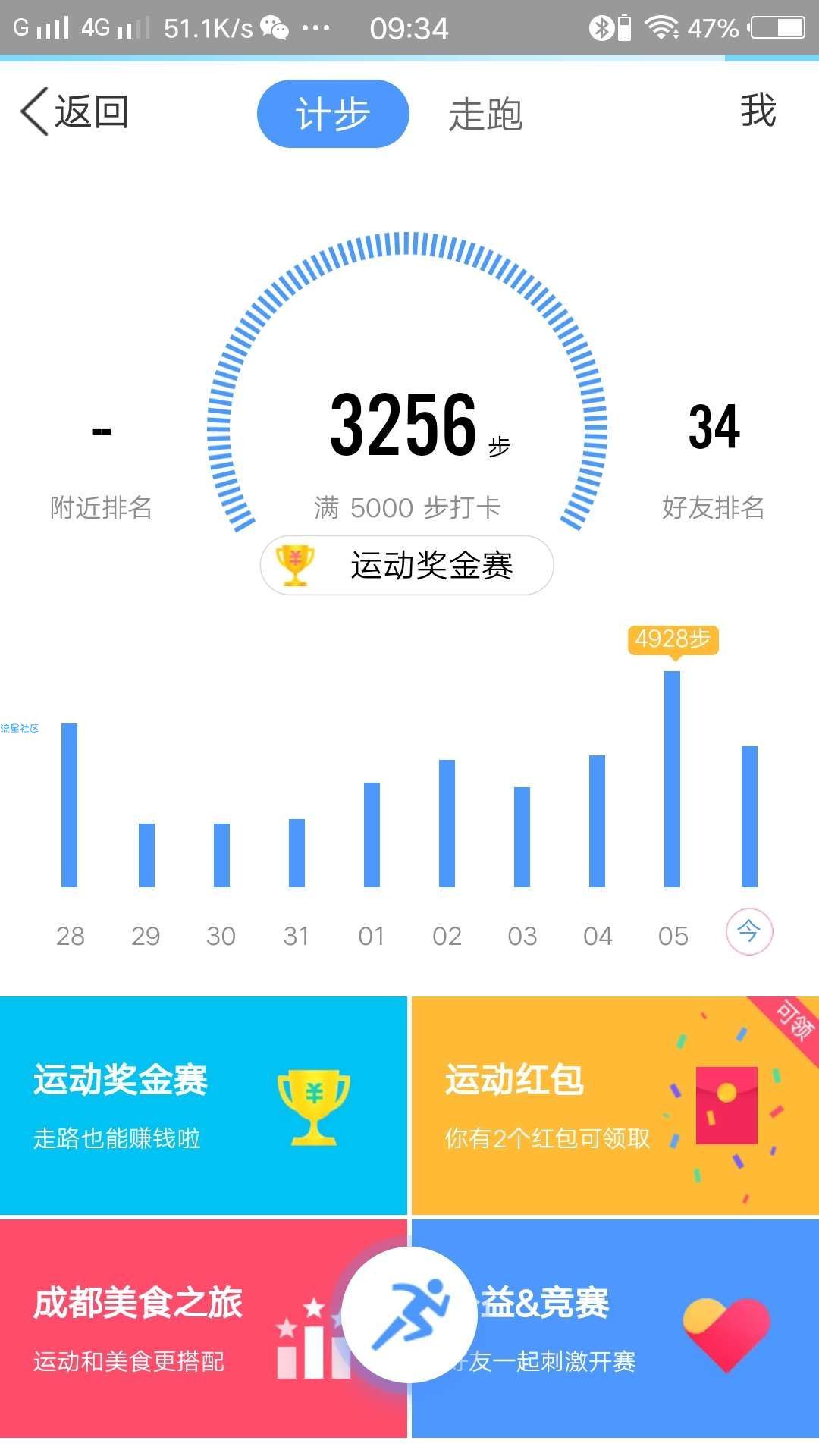QQ运动秒到现金3-4元